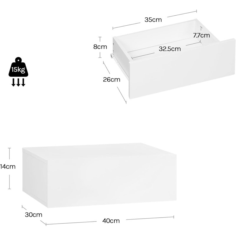 40cm W Bedside Table