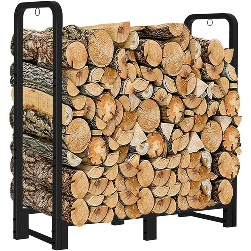 Firewood Rack Stand 3ft Heavy Duty, Matte Black
