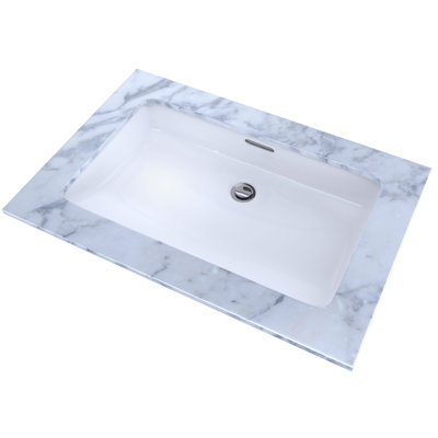 Ceramic Rectangular Undermount Bathroom Sink with Overflow