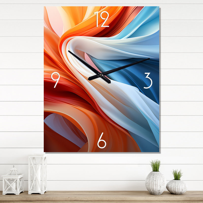 Bleu-brun, fractale spirale II - horloges murales abstraites, Grand