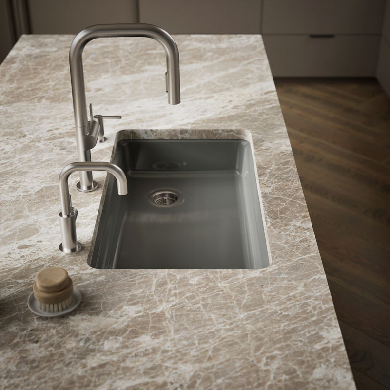 Riverby 33" L x 22" W Undermount Single Bowl Kitchen Sink, Thunder Gray