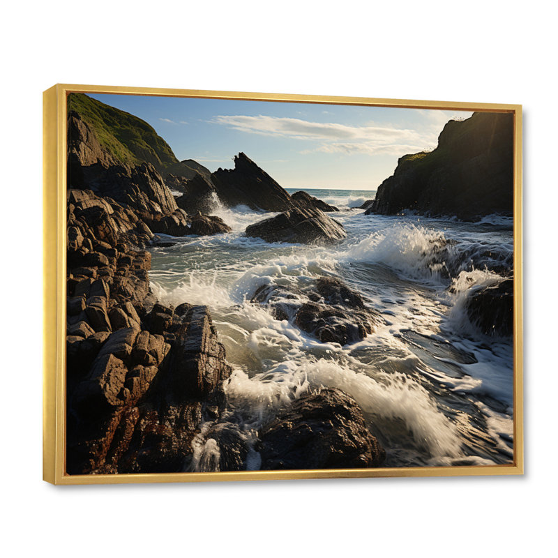 Reproduction d'art sur toile Beach Photo Tranquil Tide III - Paysages, H 34 po x l 44 po x P 1,5 po, Cadre flottant doré