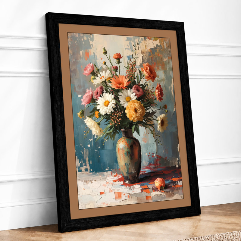 Faded Florals Boho - Framed Print, A1 - 84.1 x 59.4 cm, Black
