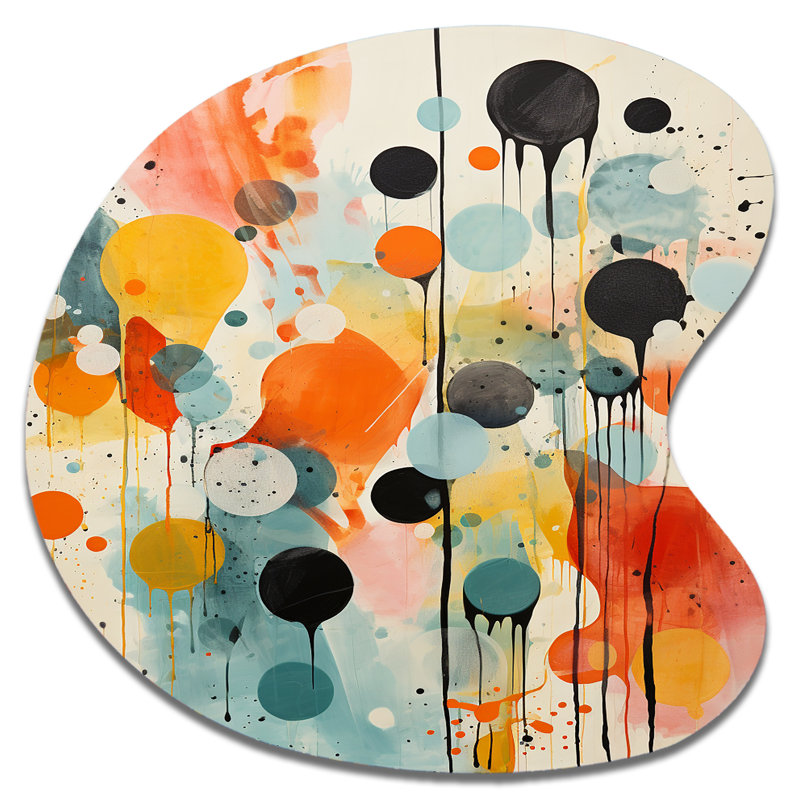 Abstraction atomique colorée du milieu du siècle I - impression abstraite asymétrique en métal de style Mid-Century, sculpture murale en métal de forme irrégulière