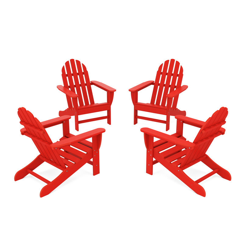 POLYWOOD Classic Adirondack Conversation Set, Sunset Red
