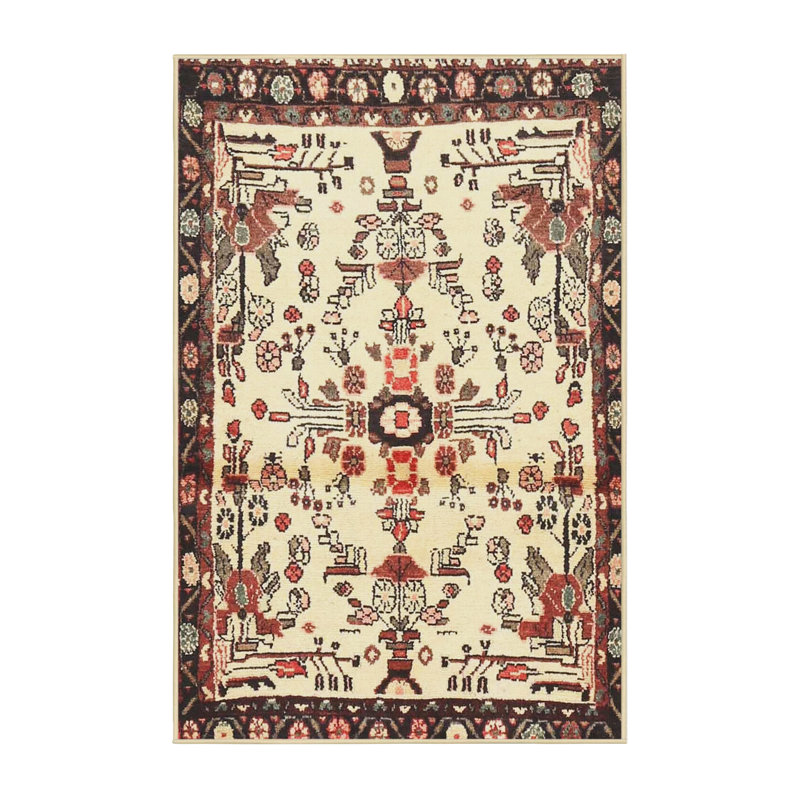 Tapis beige/rouge traditionnel Nilsson, Rectangle 2 pi x 5 pi