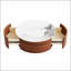 Table basse ronde moderne mobile avec roulettes, 2 tiroirs et plateau en marbre fritté durable-133526207
