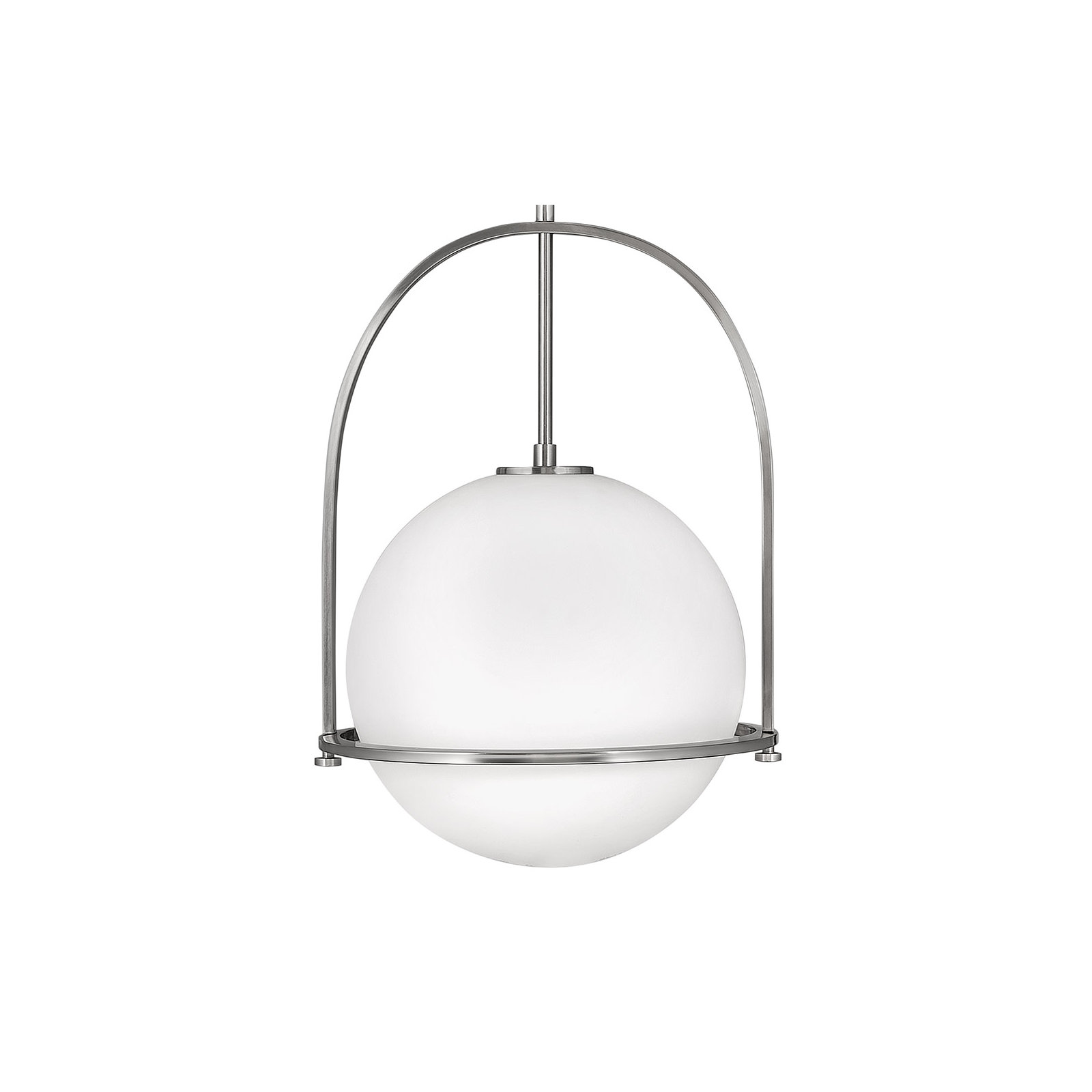 Arie 1-Light Steel Pendant with Globe Shade, Brushed Nickel, 23" H x 15.5" W x 15.5" D