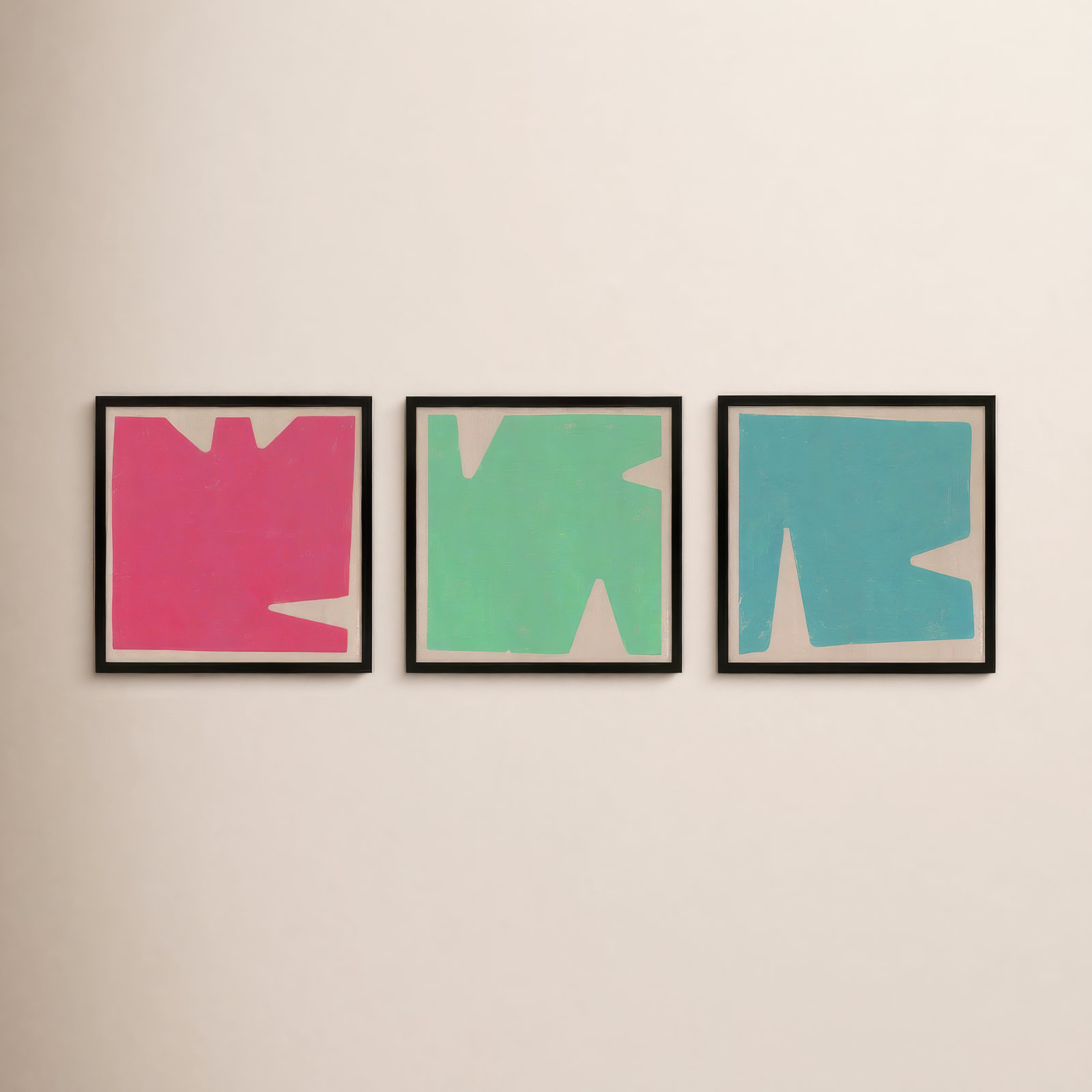 Casden "Sculpted Pastel" 3-Piece Print Set, 16" H x 16" W, Black Paper Framed