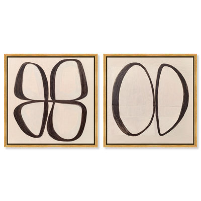 Deia Collection: Ovals & Forms Canvas Print Modern Wall Art Set by Art Remedy, Black Frame, 12 x 12