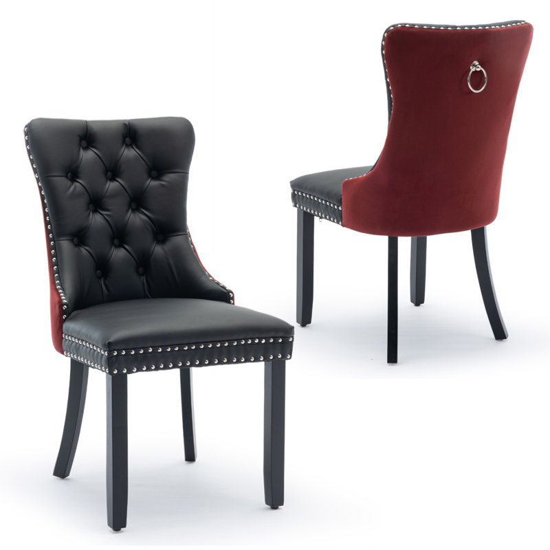 Ensemble de table de salle à manger Aya-Rose, Noir, Noir / Rouge