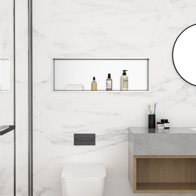 37'' x 13'' Bathroom Shower Niche, Stainless Steel Rectangular Wall Niche, Brushed Nickel, Brushed Nickel