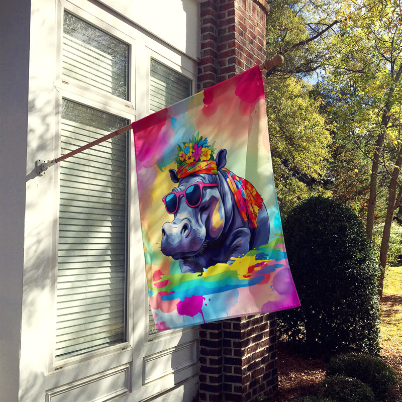 Drapeau de maison hippopotame hippie
