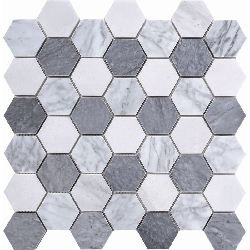 Carreau de mosaïque en marbre nid d'abeille pour mur et plancher 2 po x 2 po Opal