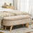 43.3" Modern Bench, Beige Fleece Upholstered With Convenient Storage And Frame Entryway Bench Storage, Wood Legs