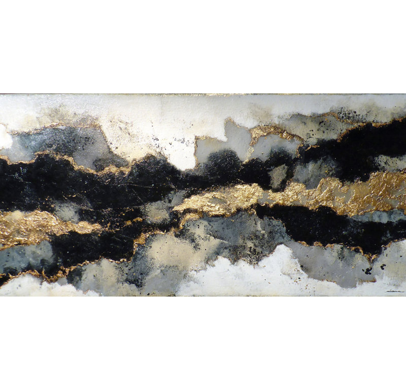 «Midnight Gold Horizon», art mural sur toile tendue, H 24 po x l 48 po x 1,5 po
