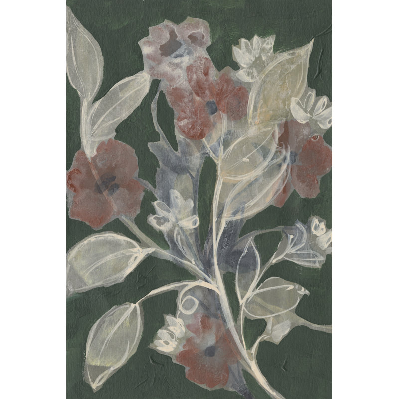 Blooms On Hunter Green II - Painting, 46 cm H x 30 cm W, Wrapped Canvas