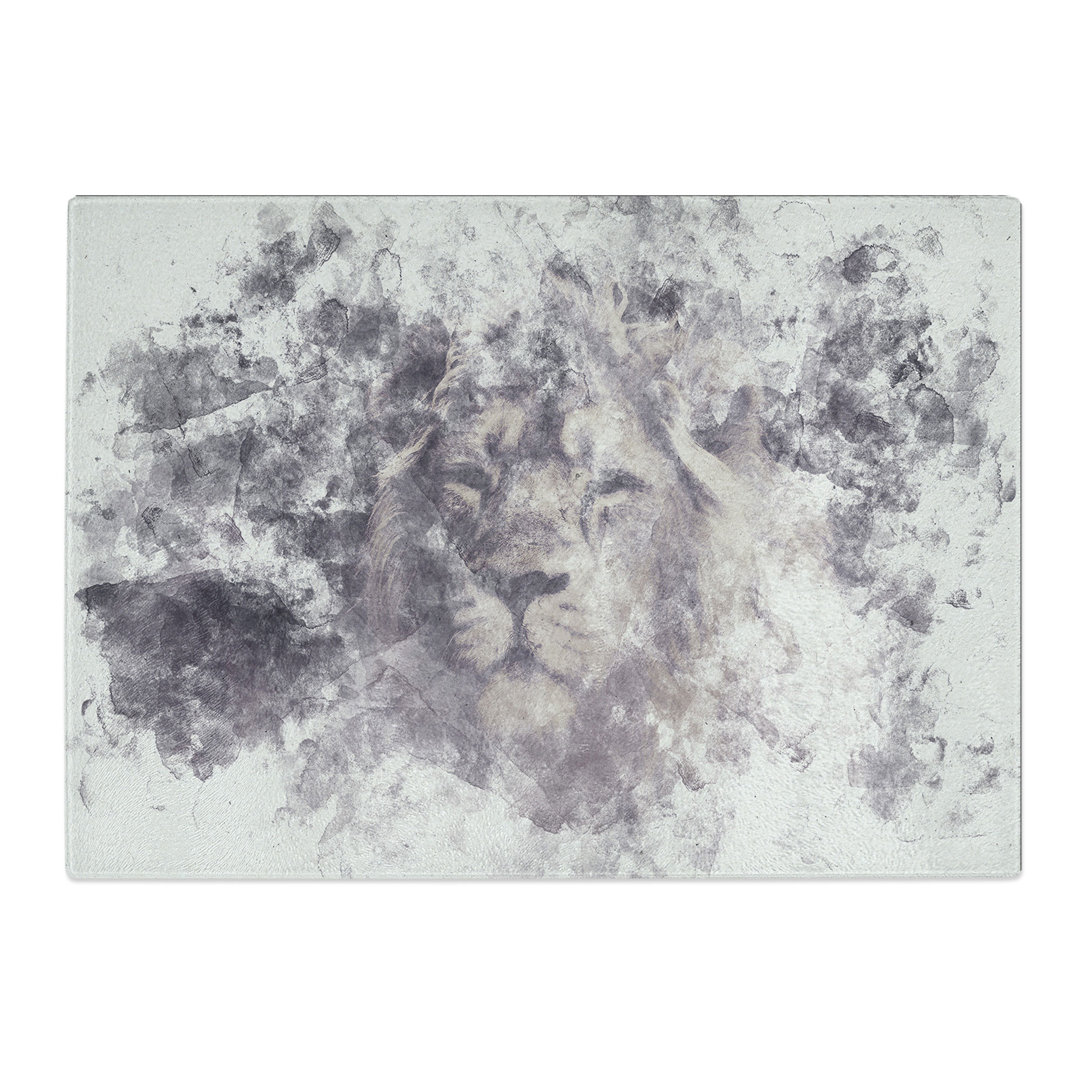 Tempered Glass Lion in the Mist Chopping Board
