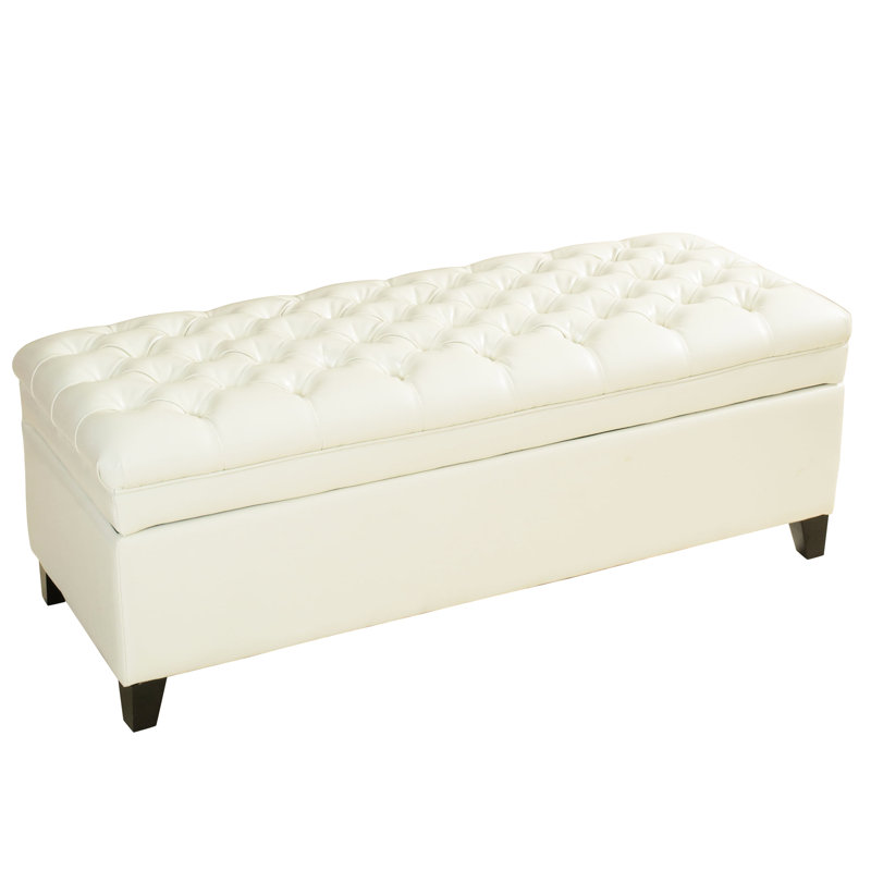 Cuir lisse avec surface, rangement pour coussins, couvertures, pieds teintés pratiques -
