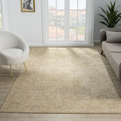 Tapis d'intérieur tissé à la machine beige / doré Mulay