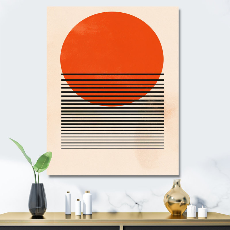 «Minimal Geometric Orange Bold Sunset II», reproduction sur toile, H 40 po x l 30 po, Toile tendue