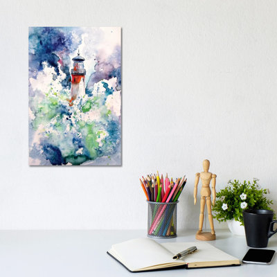 Lighthouse At Storm by Anna Brigitta Kovacs - Wrapped Canvas Print
