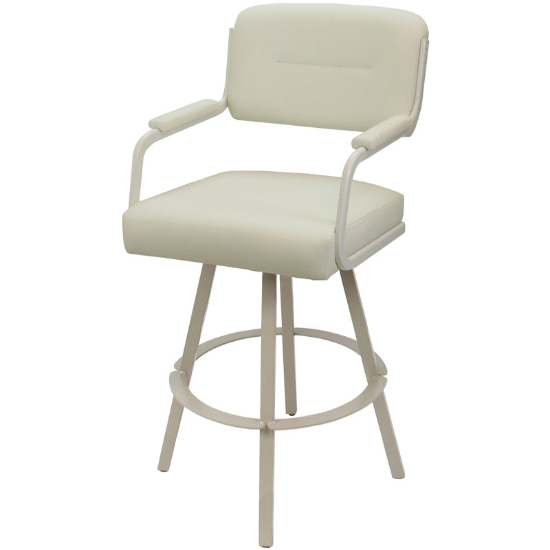 Kambria Swivel Metal Extra Tall Bar Stool 34" Seat On Warren Base, Beige Viny