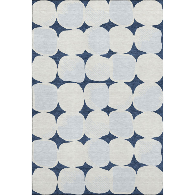 Premium Machine Washable Prisco Navy Rug