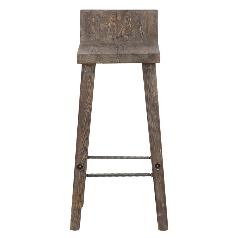 Tabouret en bois massif Carlson, Tabouret de bar (assise de 30 po de hauteur), Brun rustique
