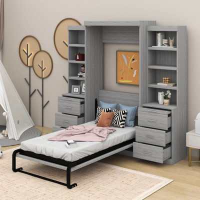 Full Size Murphy Bed With Storage Shelves And Drawers