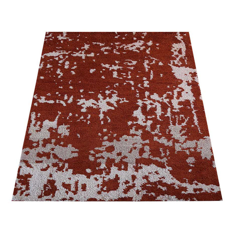 Abstract Red | Beige Hand Knotted Silk Rectangle Indoor Area Rug, Rectangle 3' x 5'