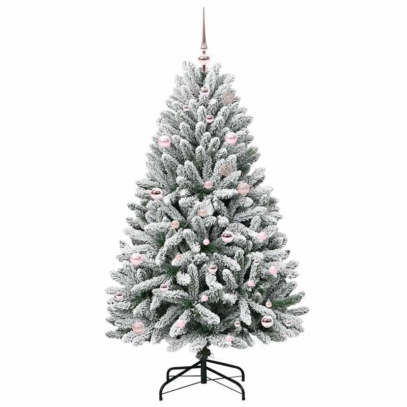 Artificial Christmas Tree Green and White PVC and Metal, 4.92 ft