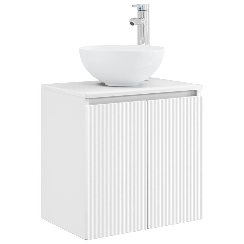 Single Bathroom Vanity with Ceramic Basin, White