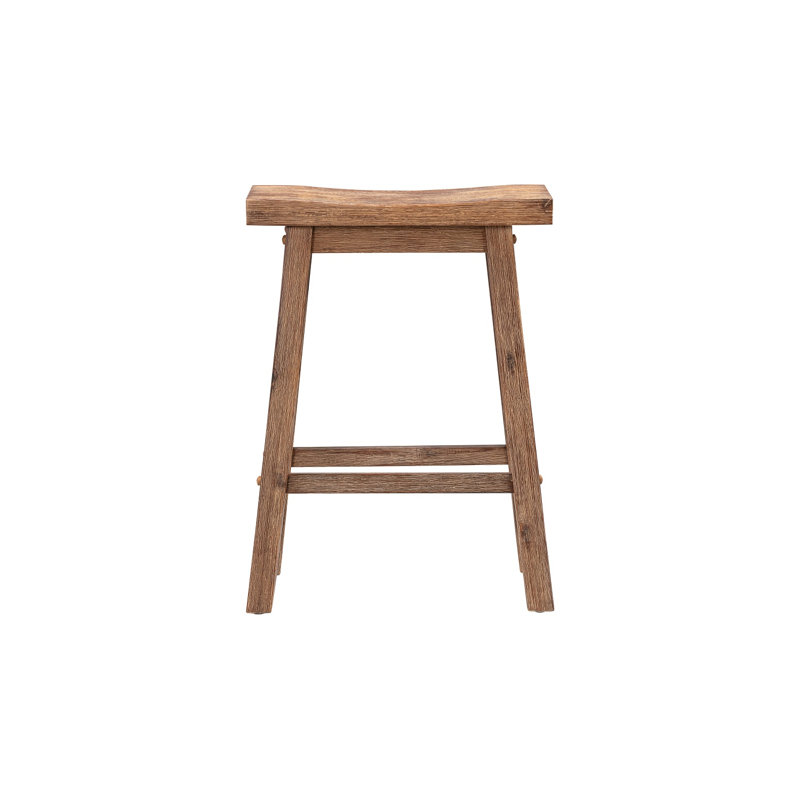 Alessandro Counter Stool with Solid Wood Frame, Barnwood Wire-Brush, Counter Stool (24" Seat Height), 1