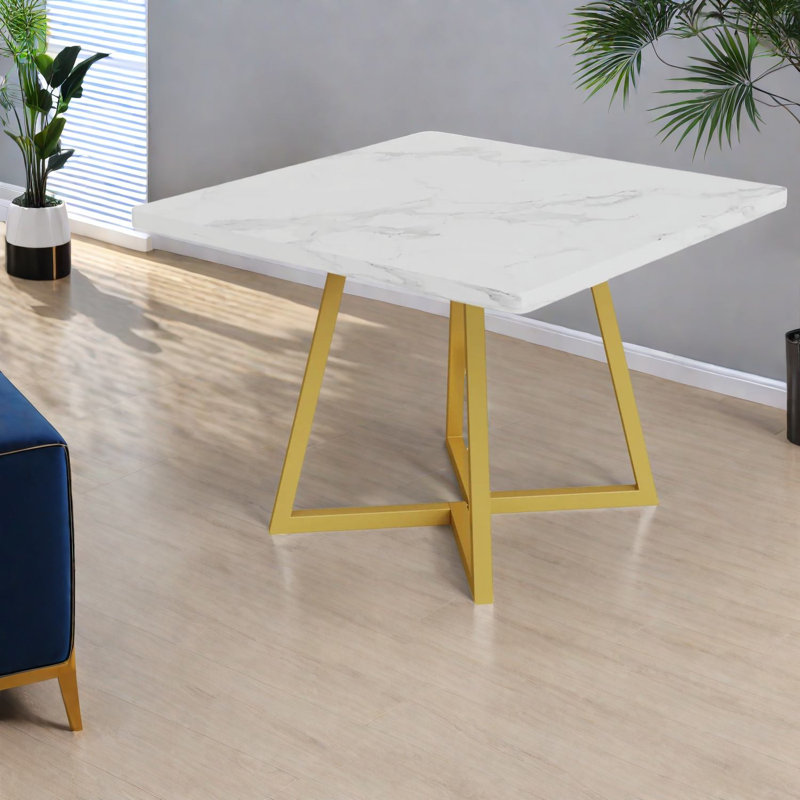 Tables de salle à manger peu encombrantes, carré en MDF doré pour cuisine moderne