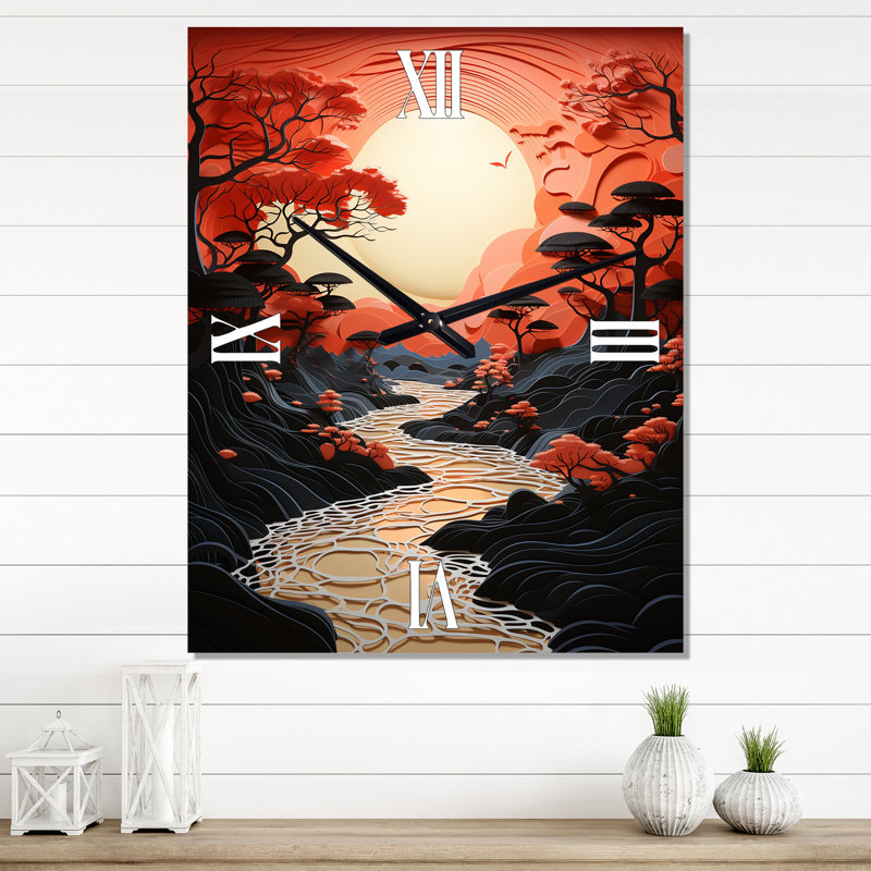 Beach Pier Perspect Papercut I - Horloges murales florales, Grand