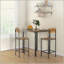 Ensemble de salle à manger 3 pièces à hauteur de comptoir industriel pour 2 - Petite table carrée et tabourets avec structure en acier
