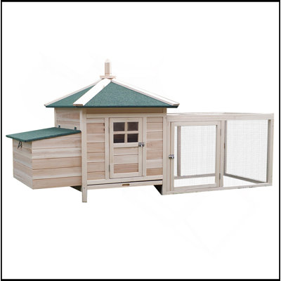 Poulailler en bois 77 po avec nichoir, mignon poulailler extérieur avec plateau amovible, rampe, pour jardin