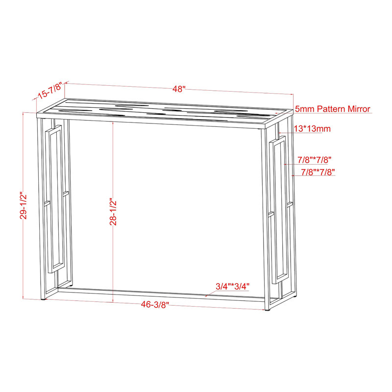 Derigo 48'' Glass Top Console Table