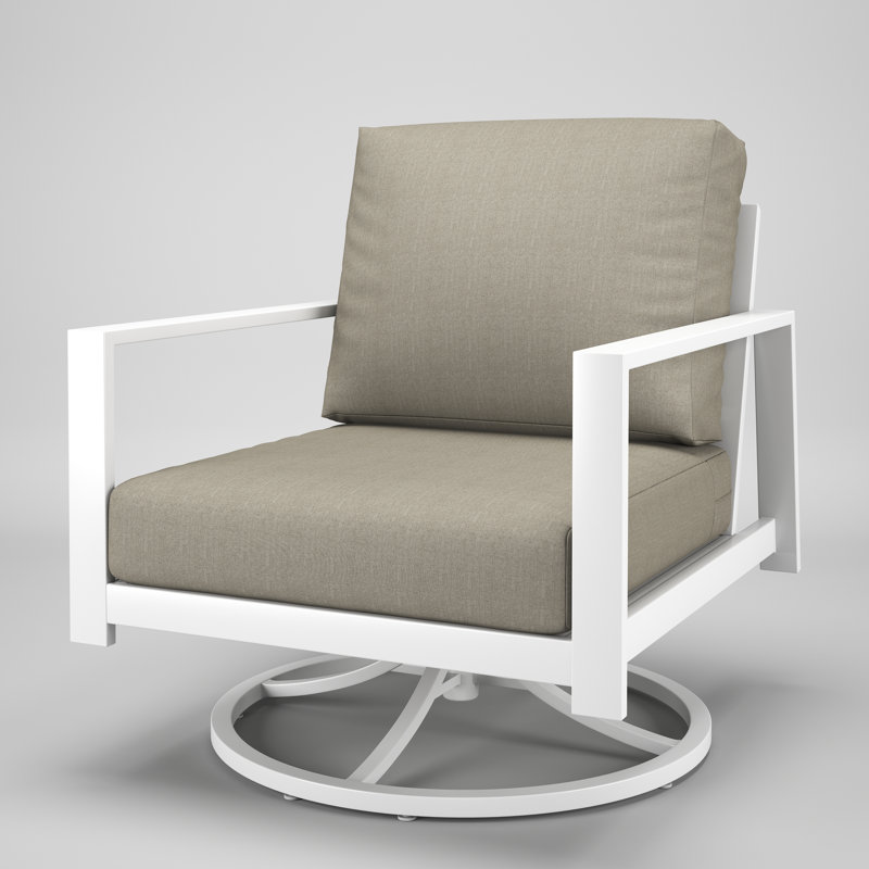 Chaise berçante d'extérieur en métal avec coussin Sunbrella Townsend, Palette colombe