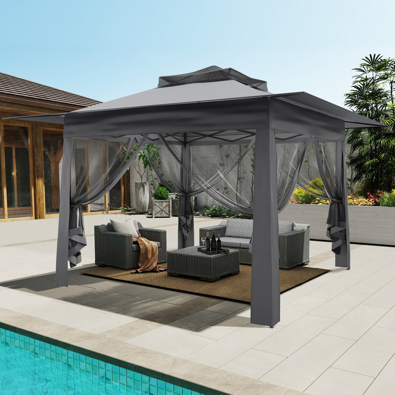 Garden Folding Gazebo, Heavy Duty Tent Pop Up Canopy, Waterproof Upf 50+, For Party, 260 cm H x 365 cm W x 365 cm D