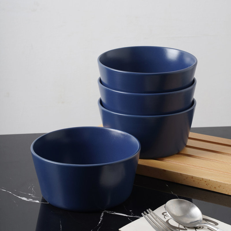 Blue Ceramic 16-Piece Solid Dinnerware Set for 8