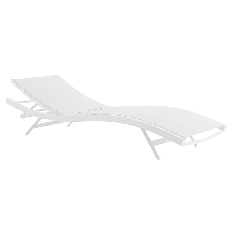 Glimpse Outdoor Patio Mesh Chaise Lounge Chair, White
