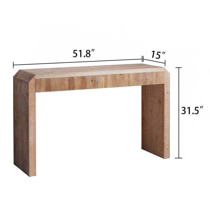 Console rustique en bois avec tiroir - Design minimaliste, texture nervurée et finition naturelle
