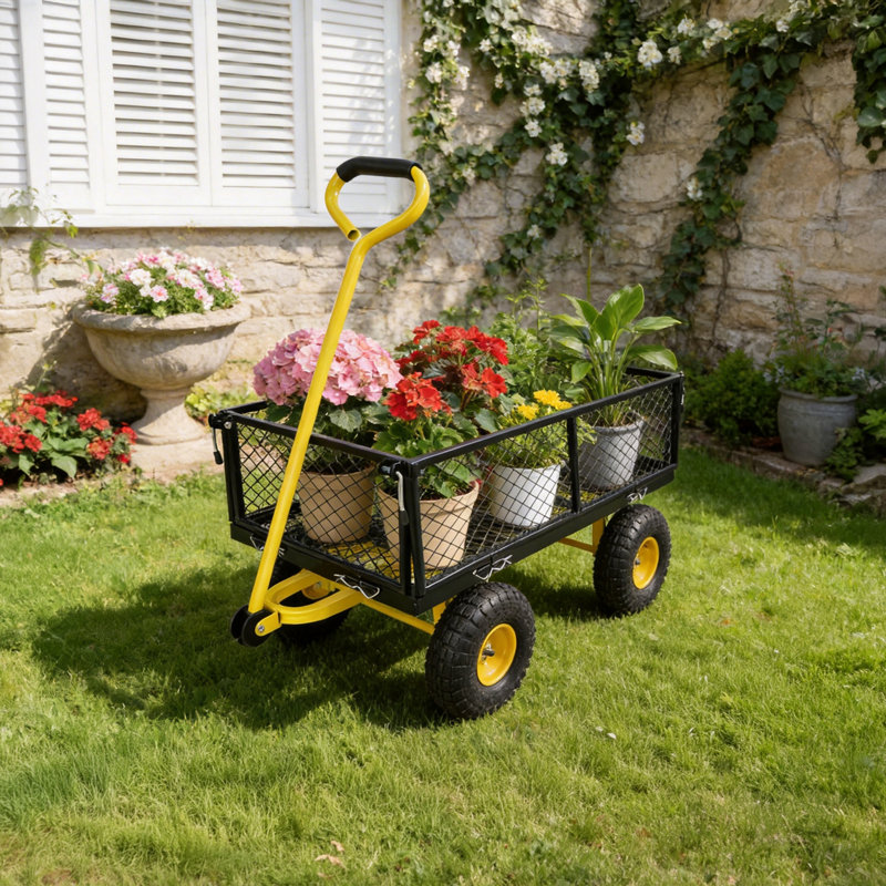 Chariot de jardin robuste avec pneus gonflables, capacité de 660 lb