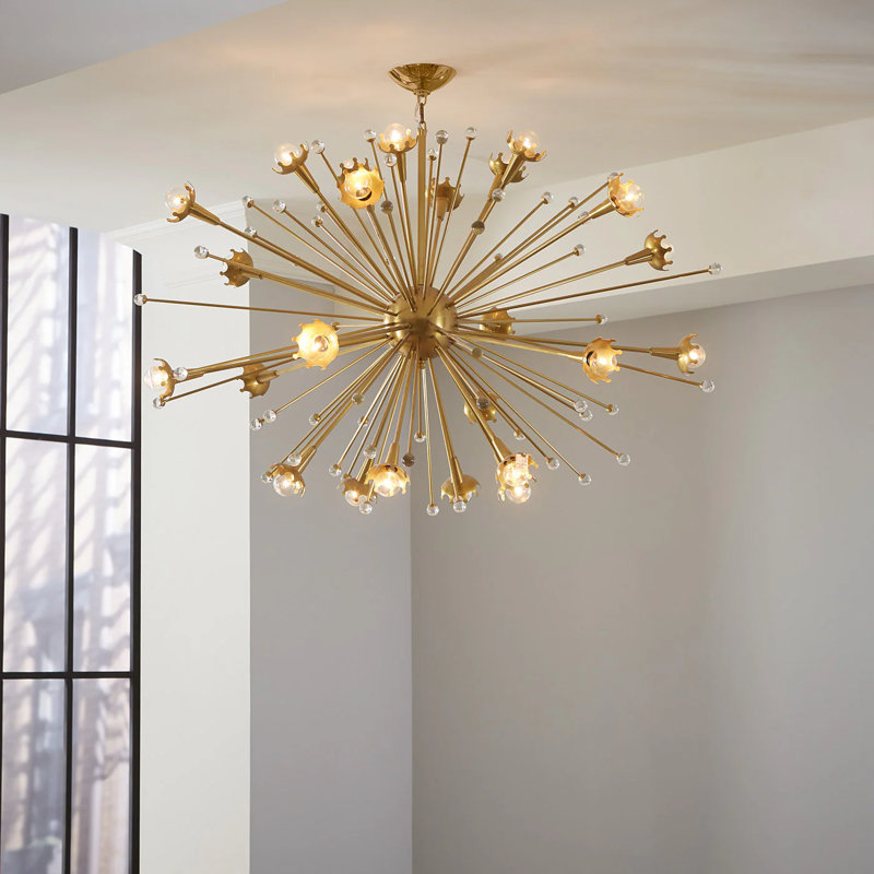 Jonathan Adler Sputnik - Light Sphere Chandelier, Antique Brass, 21" H x 33.5" W x 33.5" D