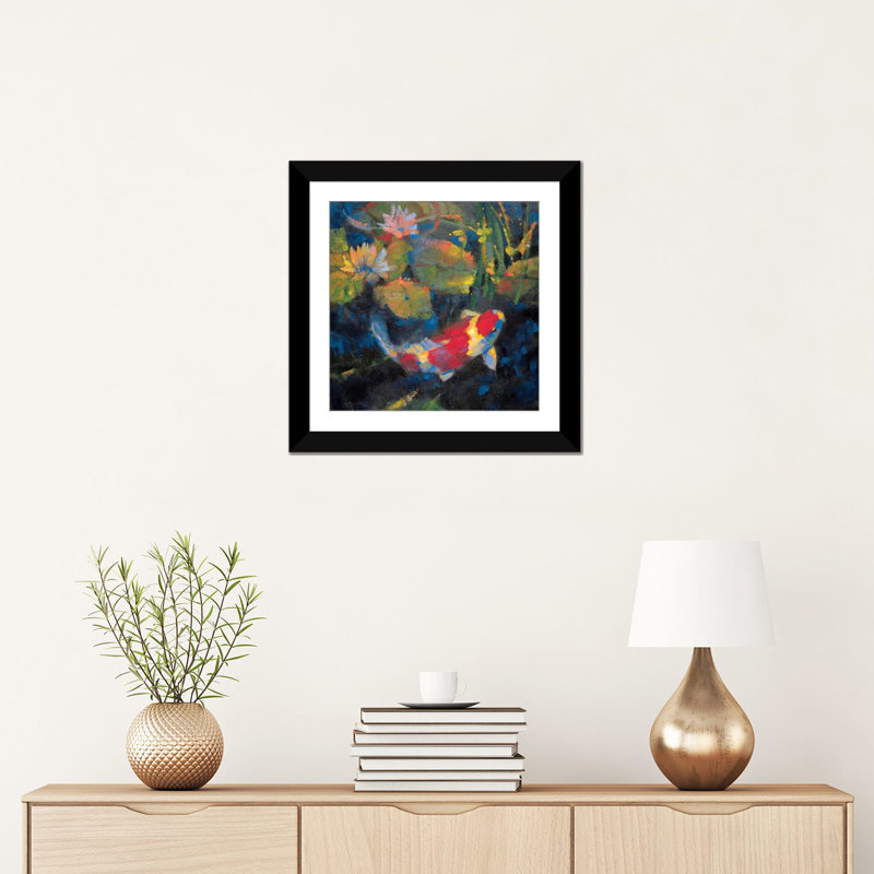 « water jardin i », impression sur toile, H 16 po x l 16 po x P 1 po, Papier beaux-arts encadré noir, Blanc