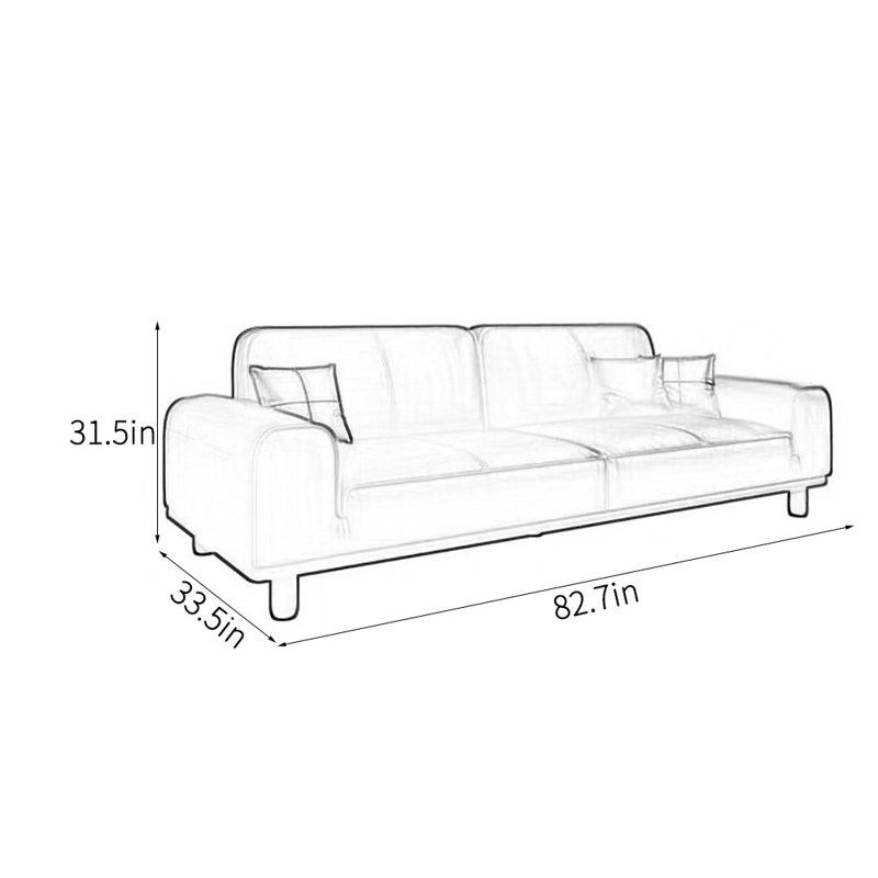 Canapé de bureau italien, H 31,5 po x l 82,7 po x P 33,5 po, 3