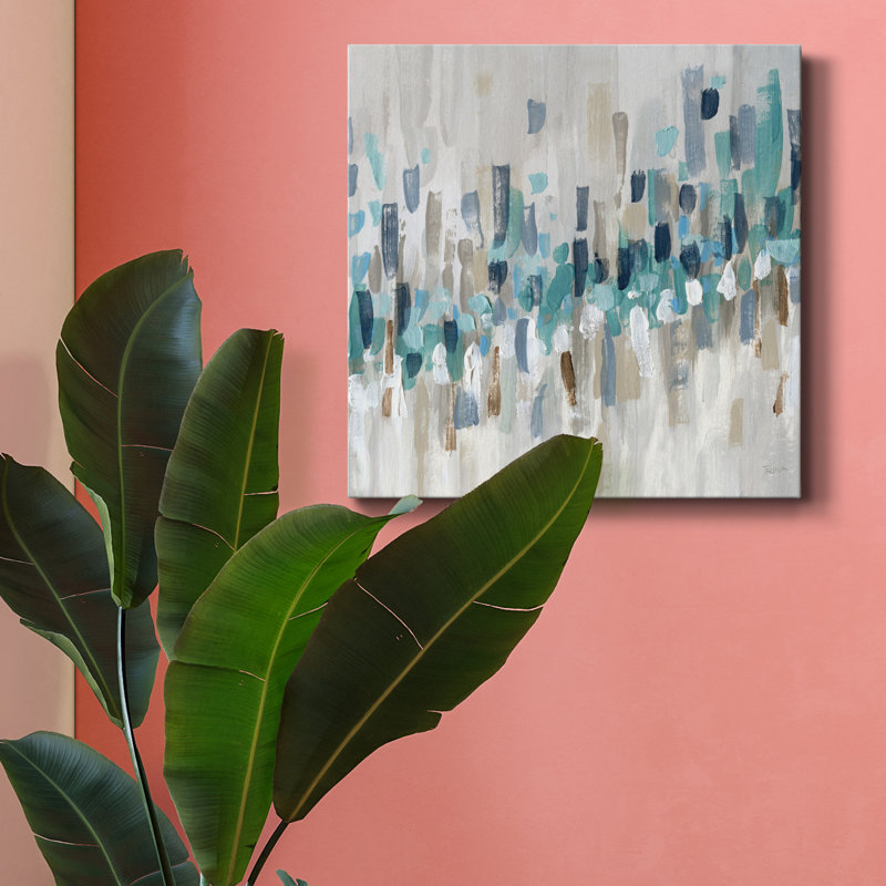 Staccato Blue II - Wrapped Canvas Print, 16" H x 16" W x 1" D