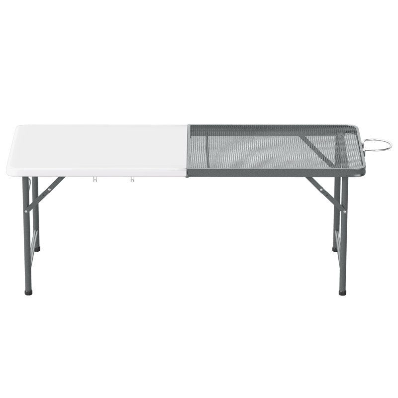 Pendarvis 70.9" W x 27.6" D Rectangular Folding Metal Camping Table , White